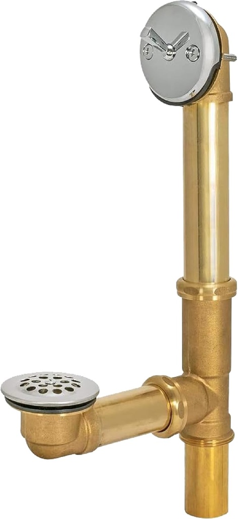EZ-FLO Trip-Lever Bath Waste and Overflow Drain Kit, 1-1/2 Inch Drain, 20-Gauge Brass with Chrome-Plated Trim, 35201