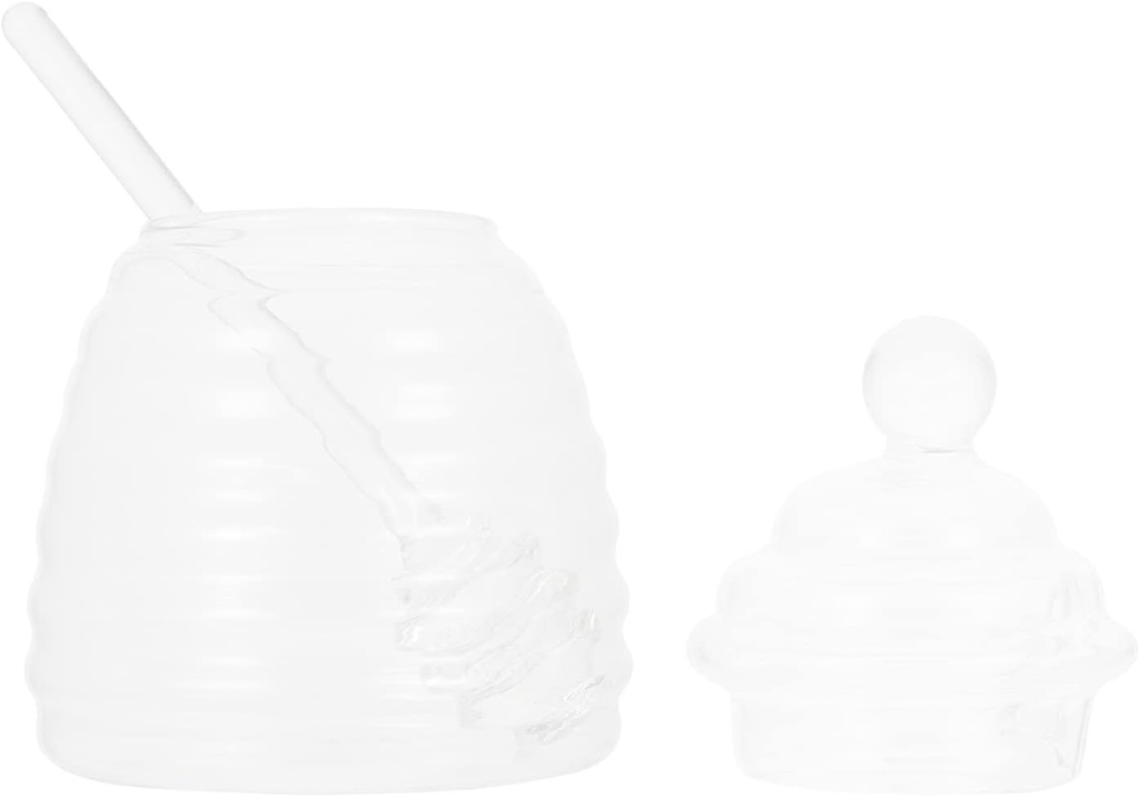 Hemoton 1set Glass Honey Storage Container with Lid Stirring Rod Honey Dispenser for Home Bakery Shop Design for Easy Visibility Use