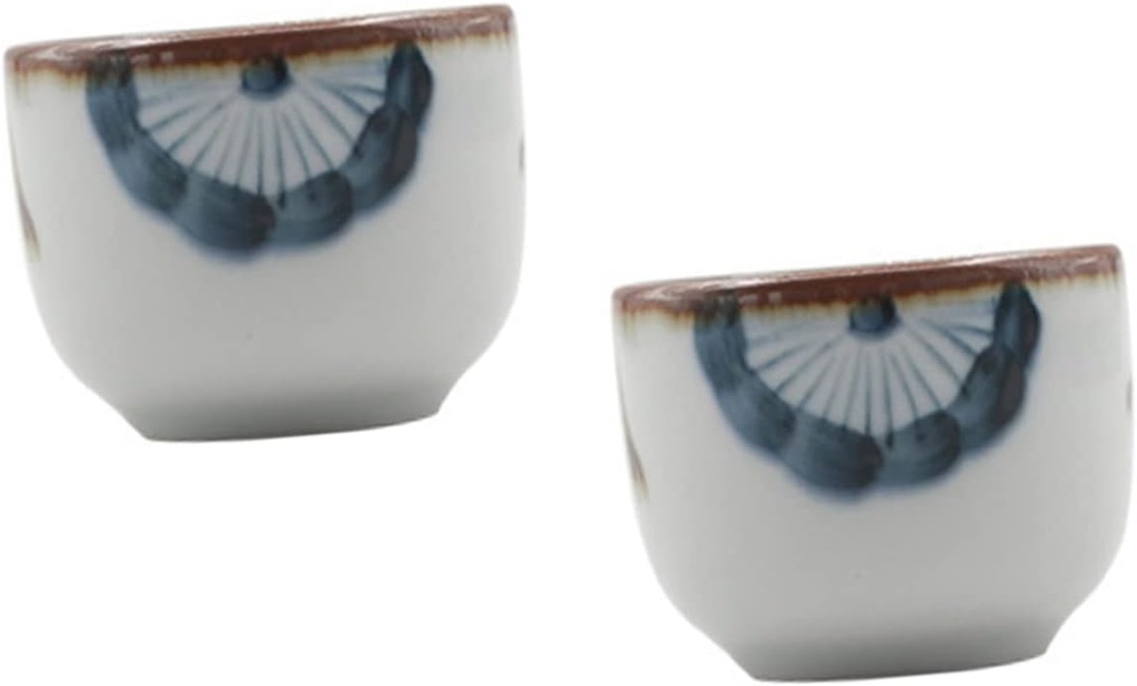 2pcs Elegant Japanese Sake Cup Hand Painted Floral Pattern Ceramic Tea Cup Dishwasher Safe