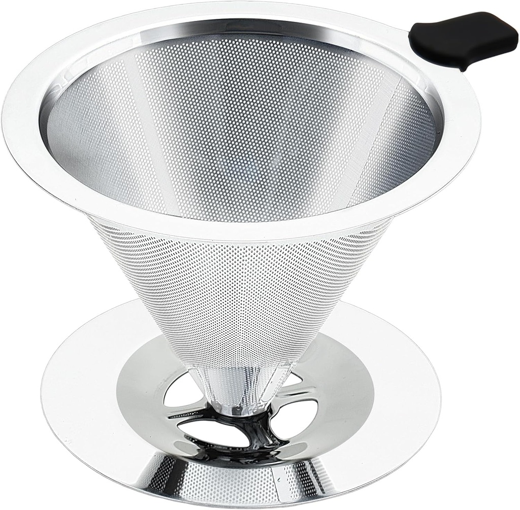 Premium Pour Over Coffee Dripper with Reusable Stainless Steel Filter – Portable, Easy Clean Coffee Maker for Single Cup Brewing – Ideal for Home, Office, Camping