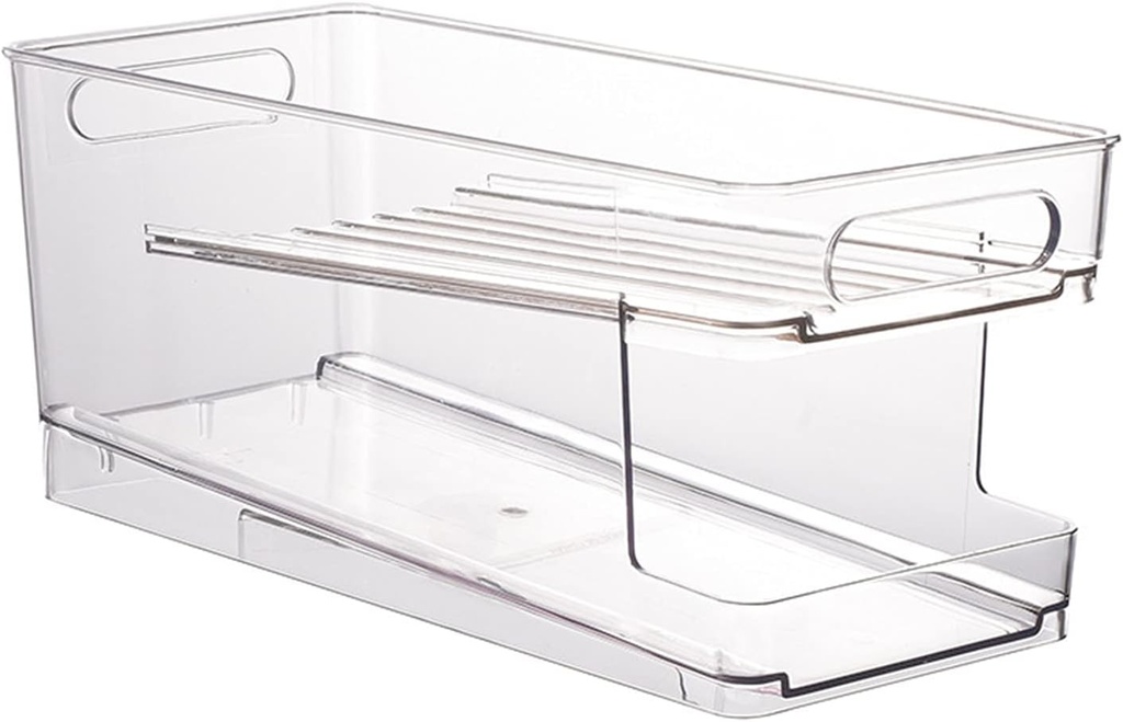 VALINK Soda Can Organizer for Refrigerator,Clear PVC Beverage Holder,Fridge Canned Food Storage Rack for Refrigerator, Pantry, Countertop, Kitchen