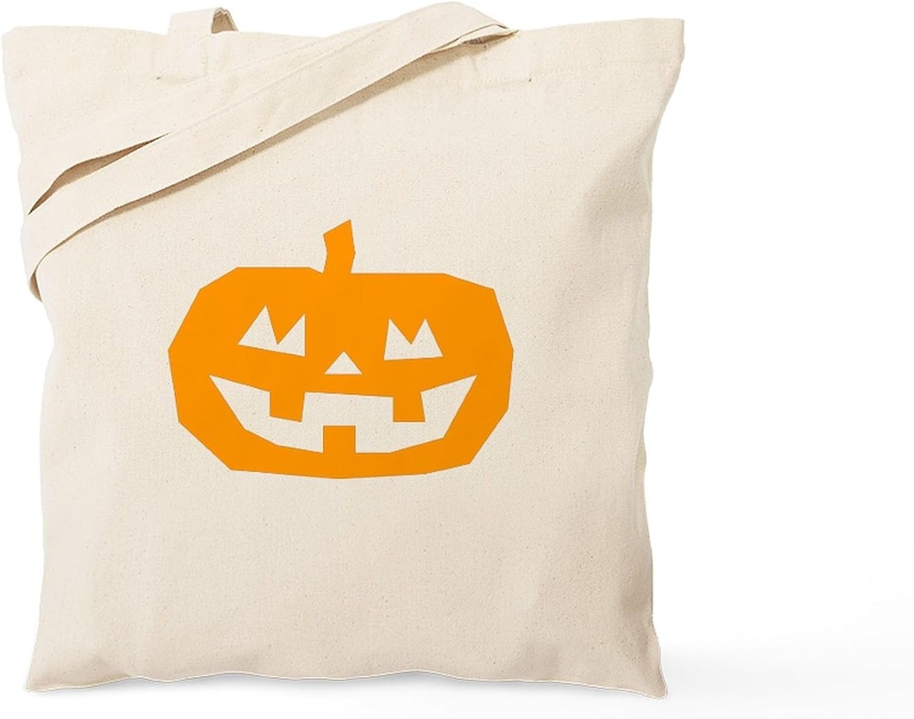CafePress Happy Pumpkin Tote Bag Reusable Natural Beige Canvas Shopping Bag
