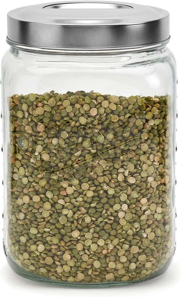 Mason Craft & More Airtight Kitchen Food Storage Clear Glass Pop Up Lid Canister, Large 3.6 Liter Pop Up Canister