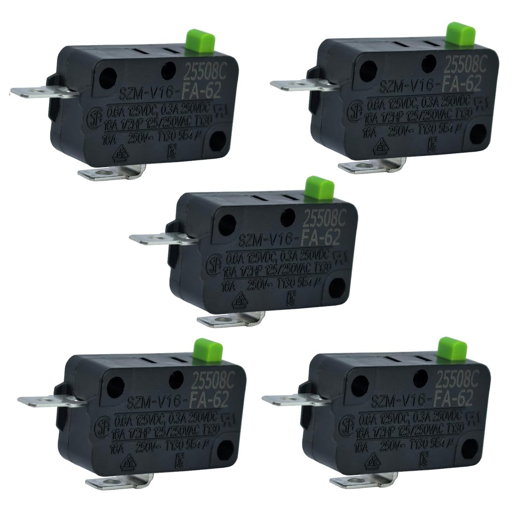 5Pcs SZM-V16-FA-62 Microwave Oven Refrigerator Door Micro Switch Normally Close for WB24X10205 WB24X10112 253807 AH237409 WB24X0817 KW3AT-16 FA62 WB24X817