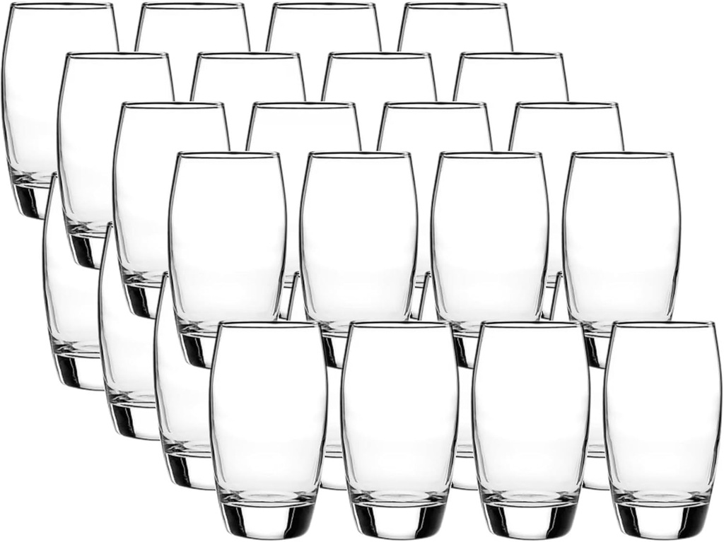 16 oz Glass Tumblers – Set of 4 Drinking Glasses, Clear Water Cups for Juice, Cocktails & Everyday Beverages（4-Piece Set）
