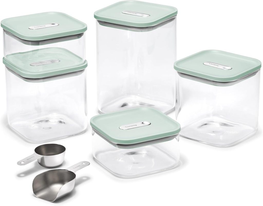 Caraway 14-Piece Glass Airtight Food Storage Containers with Lids – Non-Toxic, BPA-Free Kitchen Storage Containers – Stackable, Space-Saving Airtight Containers for Dry Goods and More - Mist