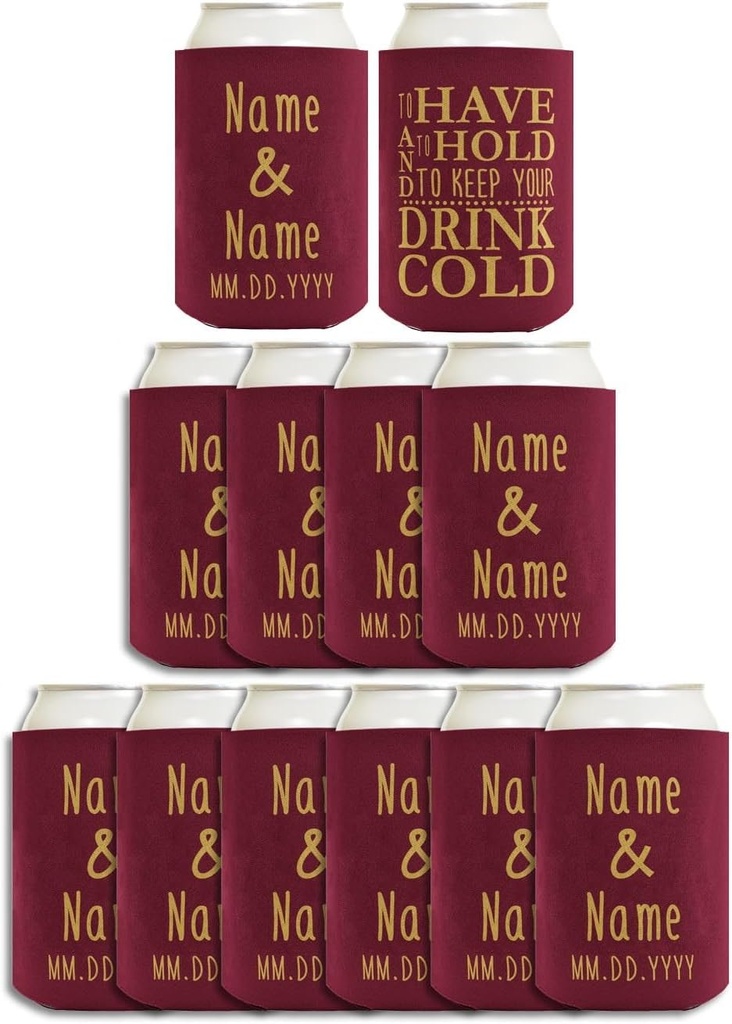 Personalized Wedding Gift Custom Names Save the Date 12-Pack Personalized Can Drink Thermocoolers Coolers Maroon