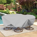 9 FT Waterproof Patio Furniture Cover with Wire Rope Hemmed All Edges, Round Pool Covers for Above Ground, UV Resistant Tarp for Deck Seat Couch Patio Table Chair Set Cover, Gray