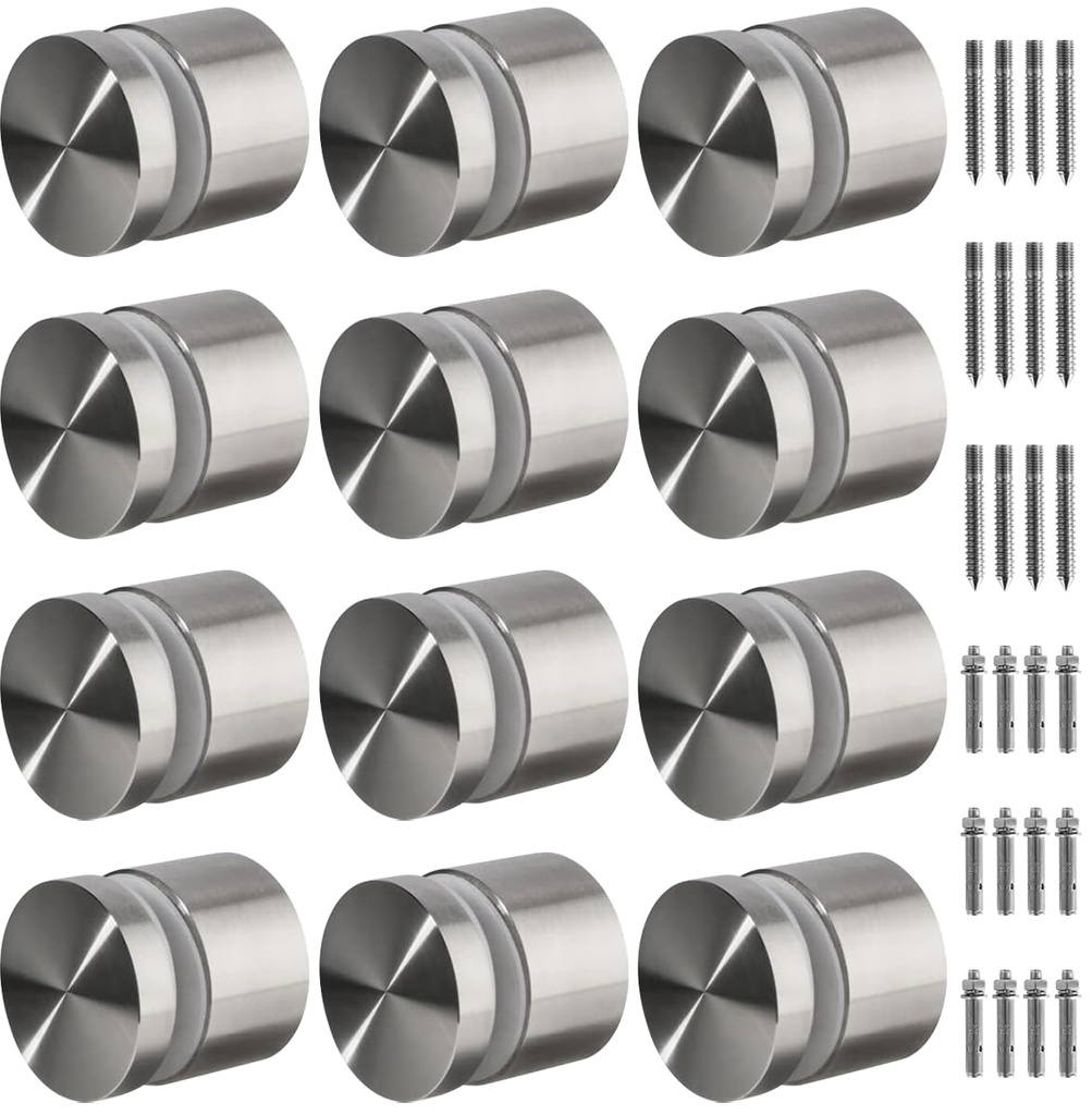 12 Pack LukLoy SS316 Solid 1.32lb Heavy Duty Glass Railing Standoff Hardware for Balcony Stair Balustrade, 2" Stair Glass Railing Standoffs Pins (Marine Grade)