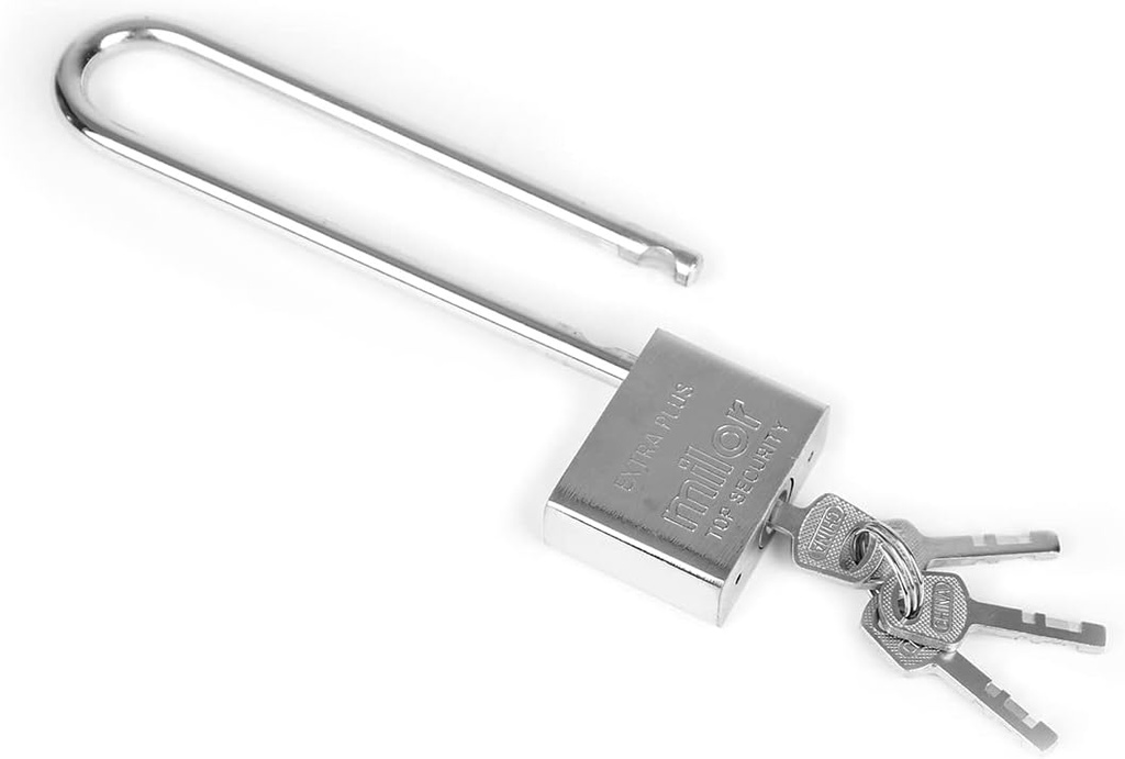 Long Shackle Security Padlock Shackle Safety Padlock,Indoor and Outdoor Padlock with Key,Extended Handle Padlock Wardrobe Door Handles Household Storage cabinets U-Shaped Long Locks