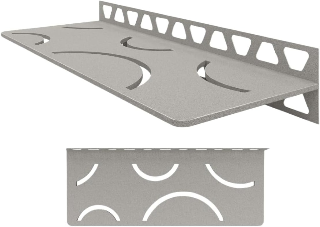 Schluter Rectangular Shelf for Tiled Walls - 4mm Thick, Curve Design, Aluminum Material, Stone Grey Finish - SWS1D6TSSG