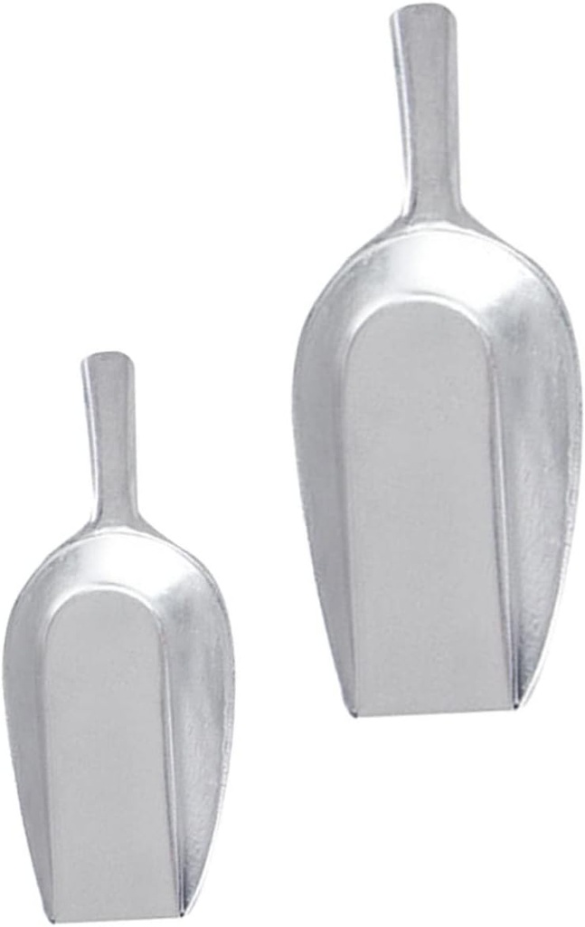OUNONA 2pcs Aluminum Food Scoops Thickened Shovels for Flour Cereal and Grain Versatile Kitchen Tools for Home and Bars Fine Polished Design