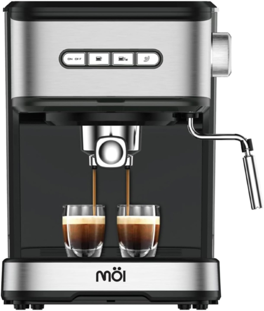 MOI Espresso Machine High Pressure - Espresso Maker with Milk Frother Steam Wand, Automatic Cappuccino & Latte Maker with Volume Control, Espresso Coffee Machine with 1.5 L Removable Water Tank-15 Bar