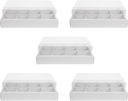 Healifty 12-Compartment Paper Cupcake Boxes Lid 5-Piece Set Cupcake Container for Baking Mousse Cake Packing for Parties and Events