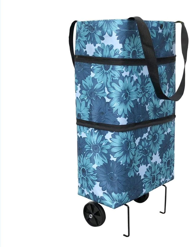 Foldable Shopping Bag with Wheels，Foldable Trolley Bags ，Tote Grocery Bags Shopping Cart，for Shoppings ，Picnic Trips Buy Vegetables