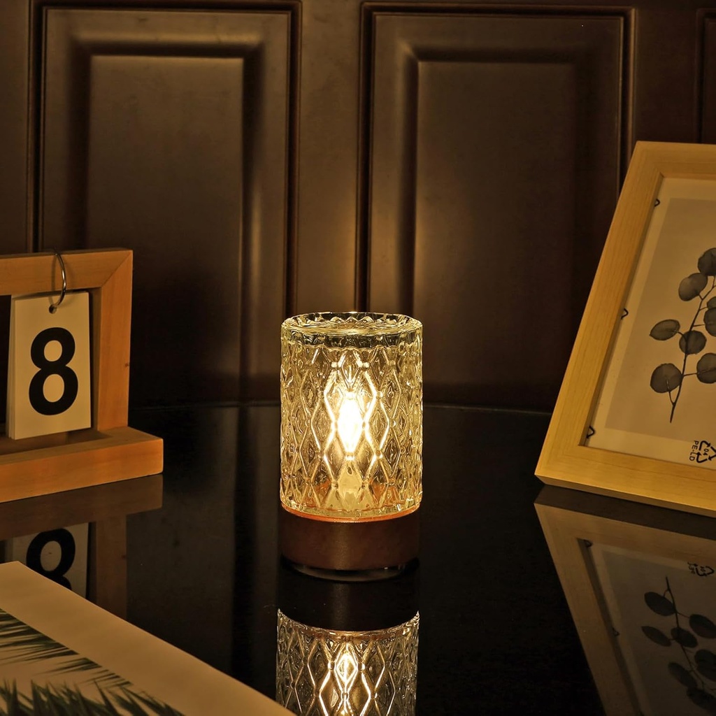 Battery Operated Light with Timer,Adult Night Lights for Bedroom,Mini Lamp for Lndoor Use in Bathroom, Hallway,Glass Decorative Warm Light Lamp (Warm Light)