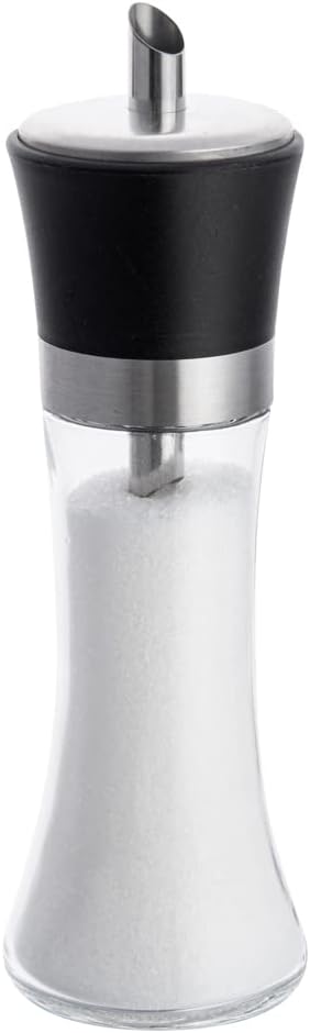 Restaurantware Vetri 6.3 Ounce Sugar Dispenser 1 Pouring Spout Sugar Shaker Dispenser - Black Lid Clear Finish Glass Sugar Pourer Refillable Dishwashable