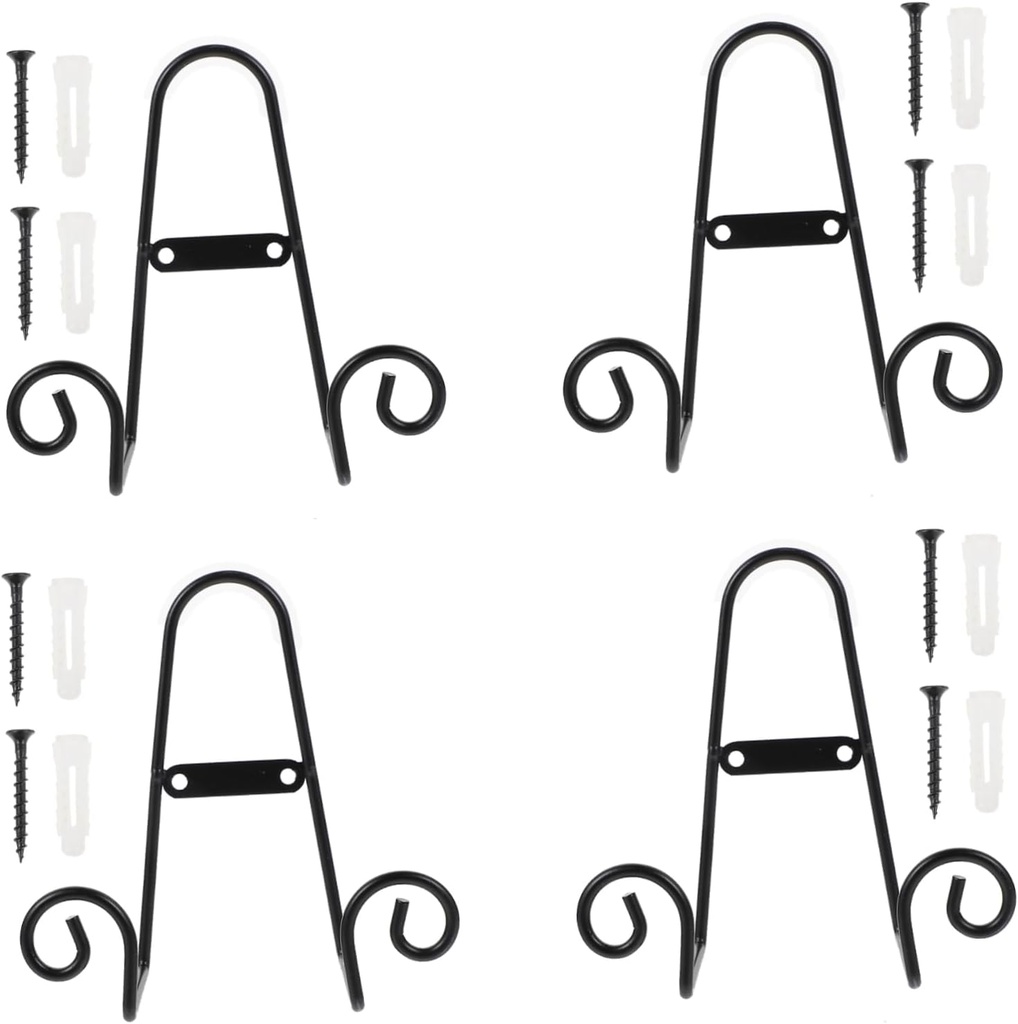 4pcs Ceramic Plate Holder Display Stands Set Iron Plate Stand Dish Storage Rack Decor