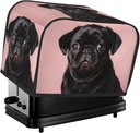 2 Slice Toaster Cover with Pocket Universal Size Toasters Dusts Covers Cute Black Pug Bread Machine Cover & Protection Bread Machine Protector Small Kitchen Appliance Covers