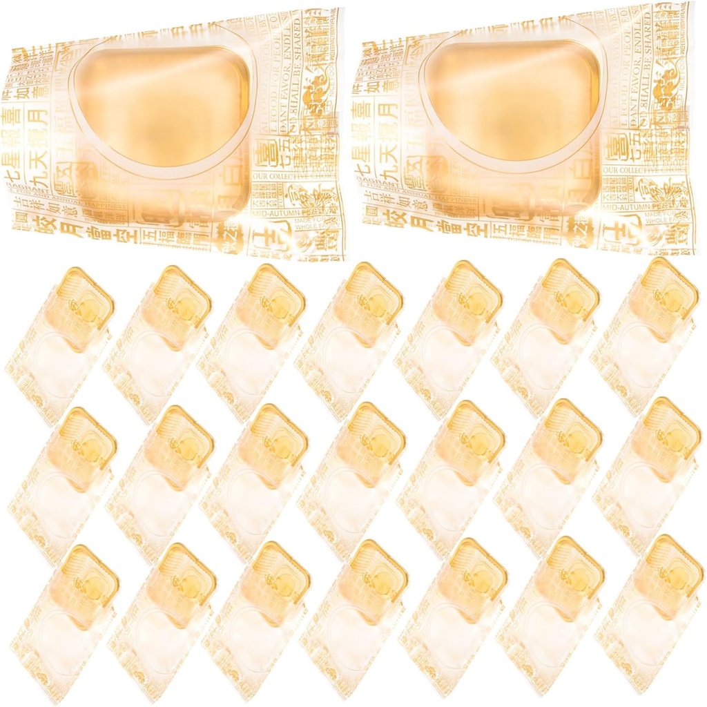 DECHOUS Moon Cake Packaging Bags with Gold Text Gold Trays Sealed Baking Food Containers for Egg Yolk Puff Pastry Portable Moon Cake Carrying Bags for Bakery Party Holiday Use