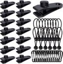 45Pcs Tarp Clips Heavy Duty Lock Grip with Carabiner Clips and Bungee Cords Set, Tarp Clamps Shark Tarp Fasteners Awning Clips Tent Clips Tarp Tie Down for Awnings Camping Caravan Canopies