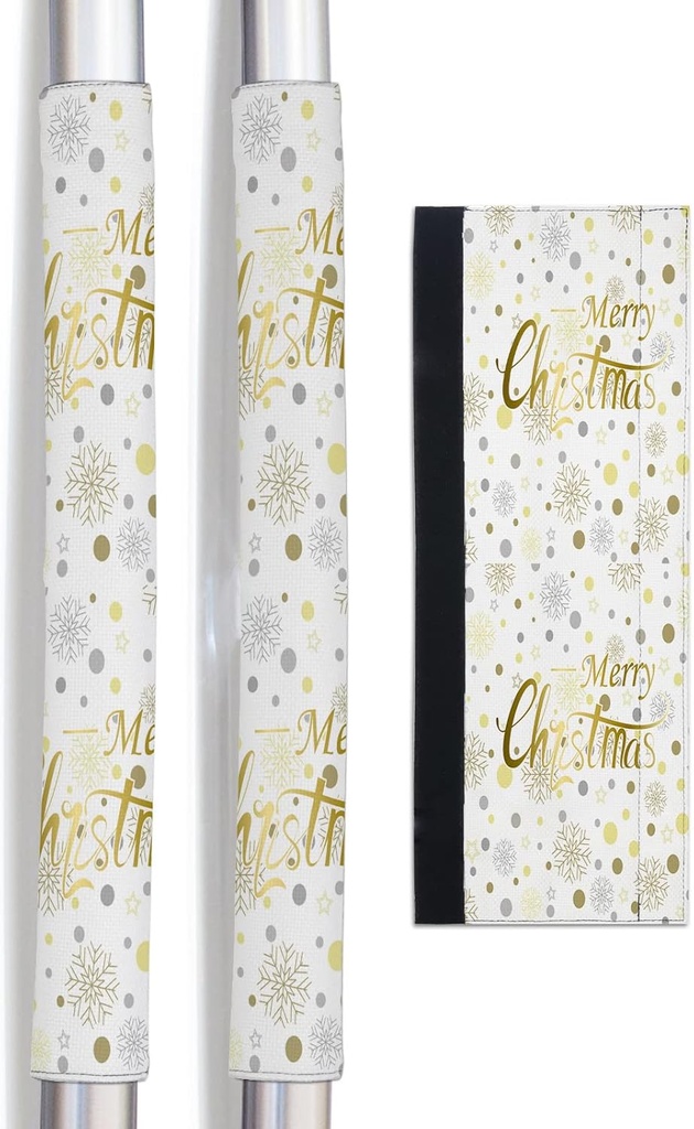 Christmas Refrigerator Door Handle Cover Merry Christmas Golden Snowflake Polka Dots Dishwasher Microwave Oven Fridge Stove Handles Fridge Protector Kitchen Appliance Decor Set of 2