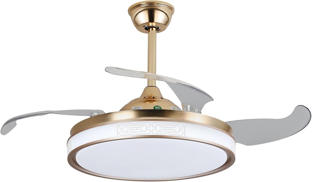 42 inch Smart Ceiling Fan with Light and Remote Control, Quiet Reversible DC Motor, Dimmable Led, Flush Mount Indoor Outdoor, for Bedroom Living Room Patio