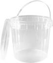 1 Gallon (128 oz) Clear Plastic Bucket with Lid and Handle (1 Pack), Ice Cream Tub with Lids - Food Grade Freezer and Microwave Safe Food Storage Containers, Round Plastic Pail Container, BPA Free