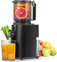 Cold Press Juicer, 5.5inch Wide Feed Chute Juicer Machine, Slow Masticating Juicer for Whole Vegetables & Fruits, Black