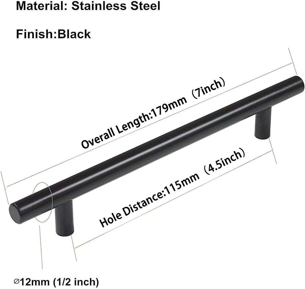 homdiy Black Drawer Pulls Cabinet Handles 10Pack - HD201BK Cabinet Door Handles 4-1/2 in Hole Centers Cabinet Hardware Modern Cabinet Pulls for Kitchen Cabintes