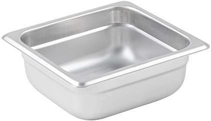 Winco 1/6 Size 2.5" Deep Metal Food Pan/Steam Table Pan, Anti-Jam, 23 Gauge