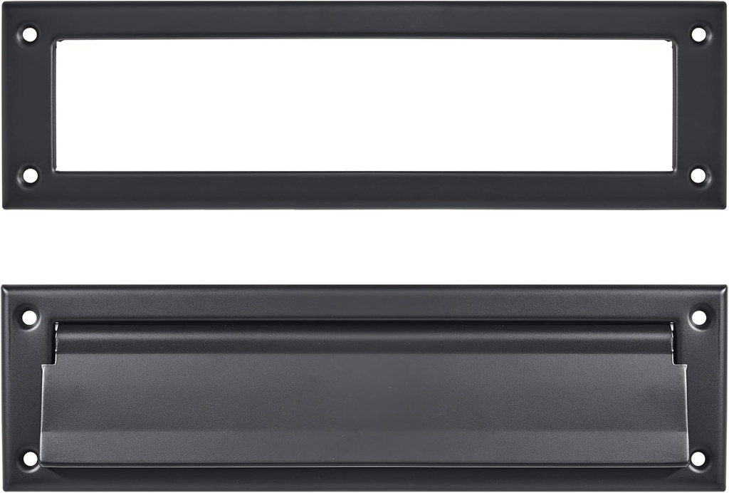1 Pack 13inch Matte Black, Solid Brass Heavy Duty Mail Slot with Solid Brass Heavy Duty Inner Frame for Use in Slots for Doors