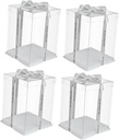Garneck 4 Pcs Clear Transparent Cake Boxes Portable Dessert Carriers with Color Ribbon Birthday Packaging Containers for Cupcakes Sweets Small Cakes and Party Favors