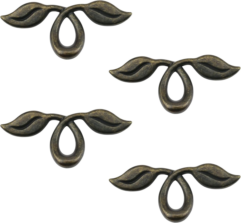 MOROBOR 4 Pack 4" Vintage Style Leafy Drawer Pull, Bronze Dresser Handles Leaf Dresser Pulls Cabinet Knob Hardware, 50mm Hole Distance