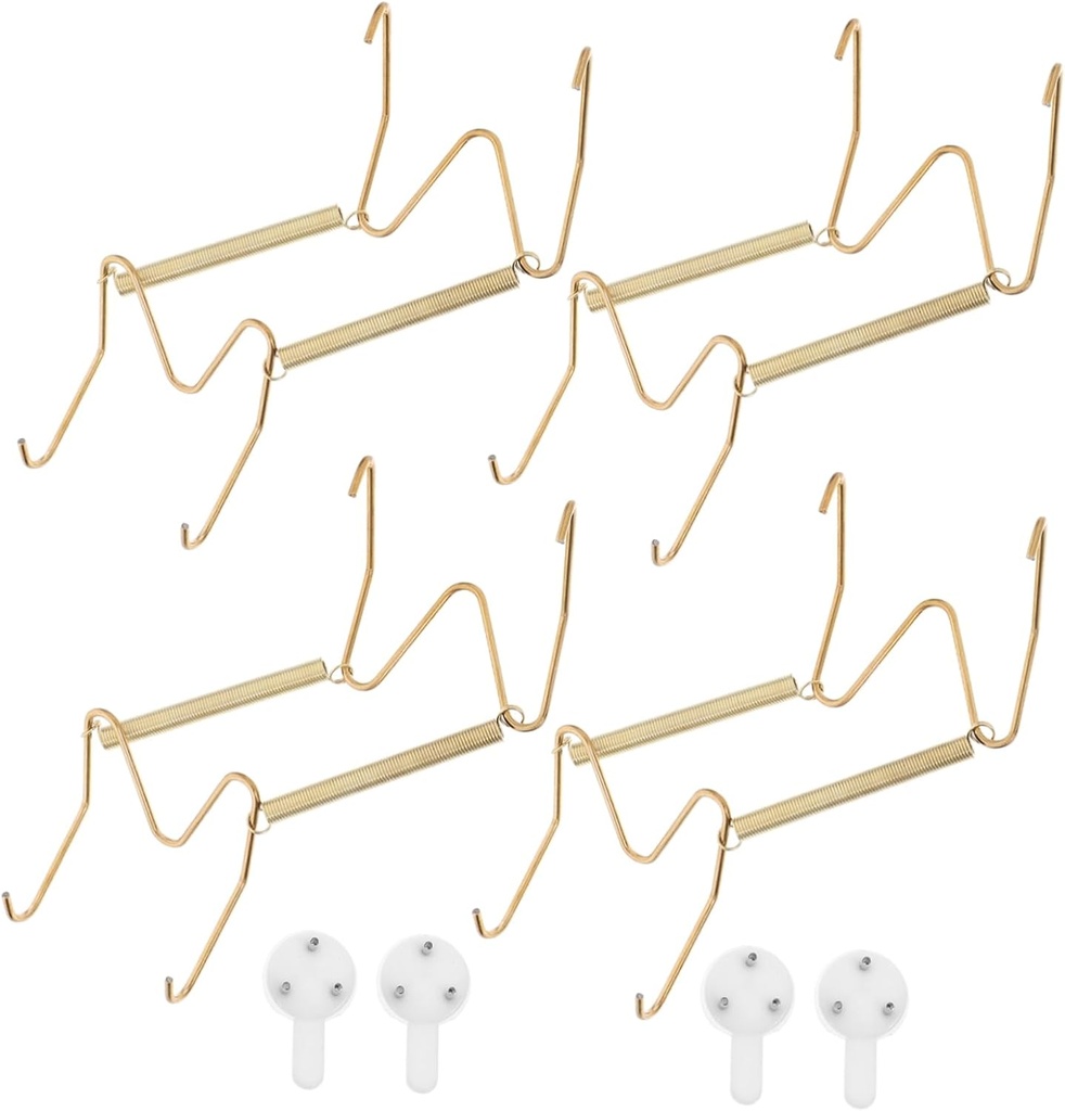 ABOOFAN 4pcs Invisible Spring Wall Plate Hangers Metal Hanger Coating Heavy Duty Hooks for Hanging Plates