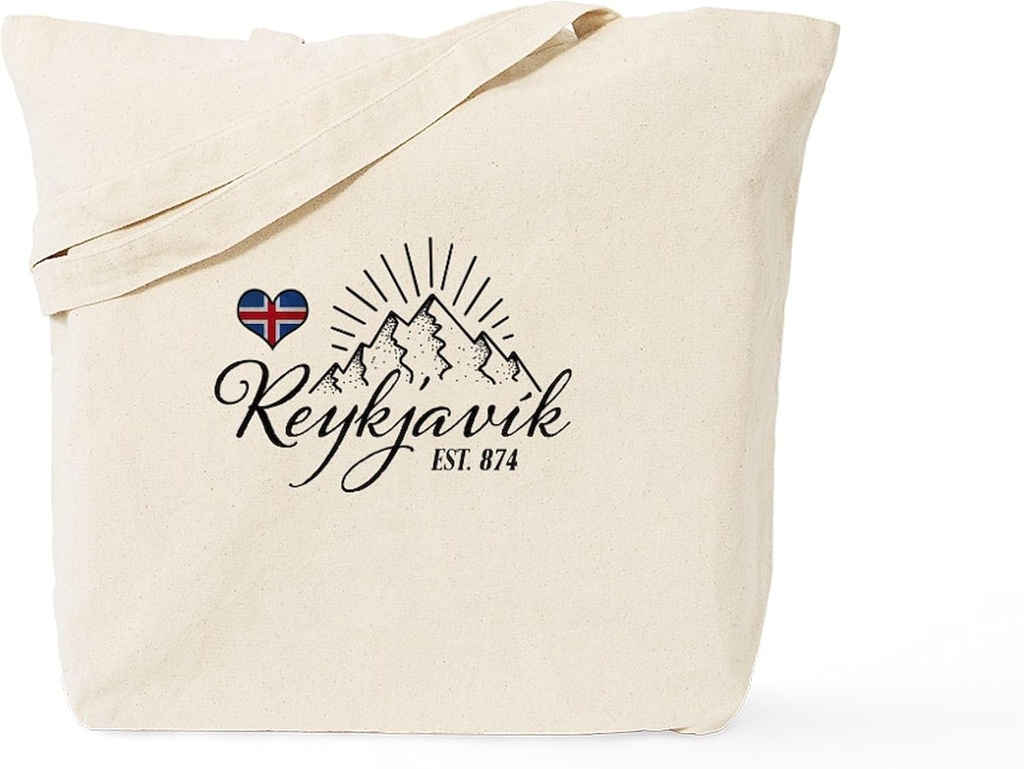 CafePress Reykjavik Tote Bag Reusable Natural Beige Canvas Shopping Bag