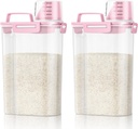 TBMax Rice Container 2 Pack 5 Lbs Cereal Container Storage, Kitchen Pantry Food Storage Holder with Cup, Small Pet Dog Cat Food Container -Pink