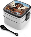 I Love My Dog Dachshunds Stackable Bento Box Double-layered Leak-Proof Lunch Box 1L Capacity Portable Lunchbox Durable Drop-Proof for Work Picnic Travel