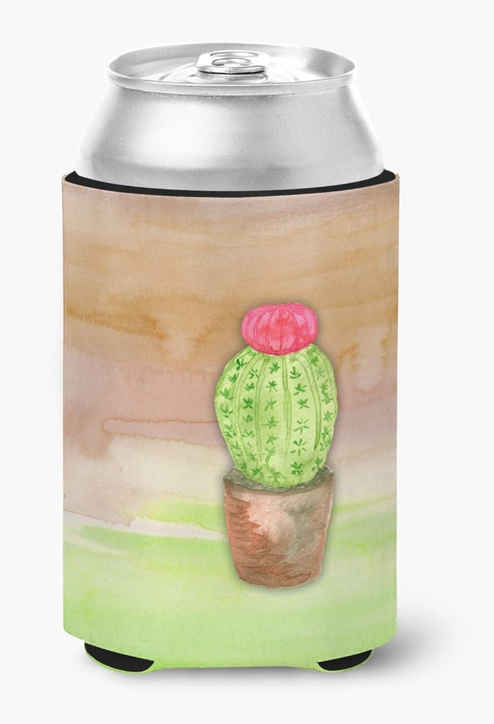Caroline's Treasures BB7365CC Cactus Green and Brown Watercolor Can or Bottle Hugger Cooler Washable Drink Sleeve Collapsible Beverage Insulated Holder, Can Hugger, Multicolor