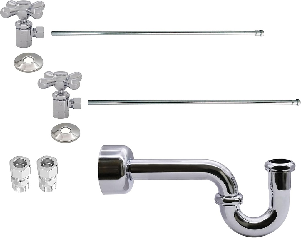 Westbrass Traditional Pedestal Lavatory Kit with Cross Handles, Polished Chrome, D1838L-26
