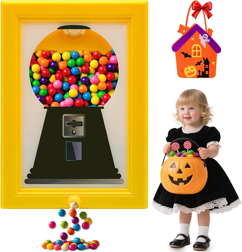 Candy Dispenser Picture Frame, 2025 New 2-in-1 Wall Mounted Handy Candy Frame, Vintage Gumball Machine Picture Frame for Candies, Nuts, Dog & Cat Treats, Hang on Wall or Tabletop (1PC-C)