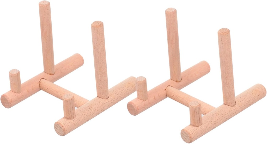 2pcs Wooden Kitchen Rack Drying Rack for Counter Cake Stands Plate Display Shelf