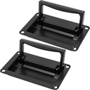 JEUIHAU 2 Pack 4.37 Inches Recessed Pull Handles, Zinc Alloy Recessed Door Handle, Black Flush Pull Handle Container Handle for Toolbox, Box, Cabinets, Flush Lift