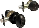 1 Sets Dark Oil Rubbed Bronze Entry Entrance Oval Egg Style Knob with Matching Single Cylinder Deadbolt Combo Pack Keyed Alike