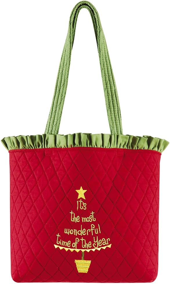 C&F Home "It's The Most Wonderful Time of The Year Christmas Tree Motif Travel Tote Carrier Shoulder Bag Festive Xmas Winter Holidays Women's Accessory Gift Decor Decoration Tote Multi