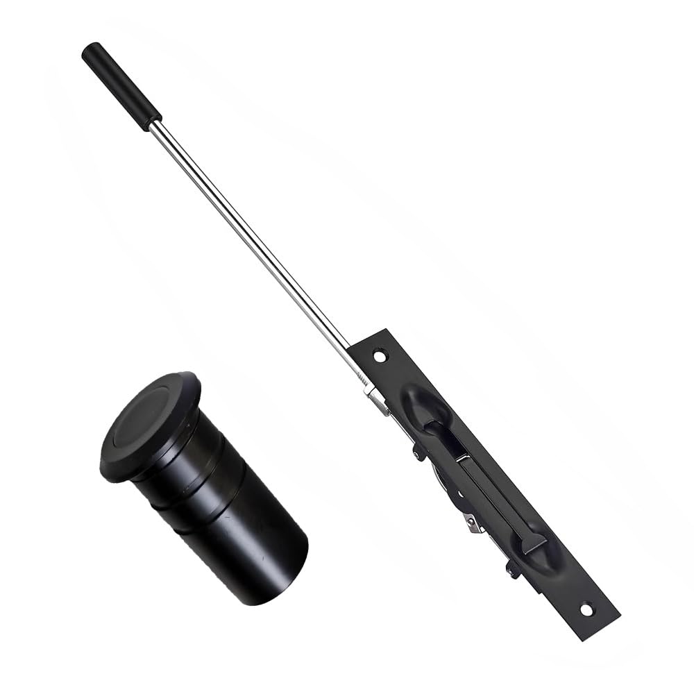 TOGU 10" Solid Stainless Steel Lever Extension Flush Bolt with Dust Proof Strike for Metal Doors,Flush Mount Extension Bolt for Home,Store,School,Office,Matte Black Finish