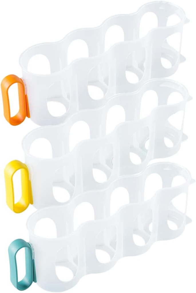 3pcs Multi-use Cans Organizer for Refrigerator Stackable Storage Racks Yellow Green and Orange Versatile Drink Can Holders for Kitchen Bar and Cafe Organization