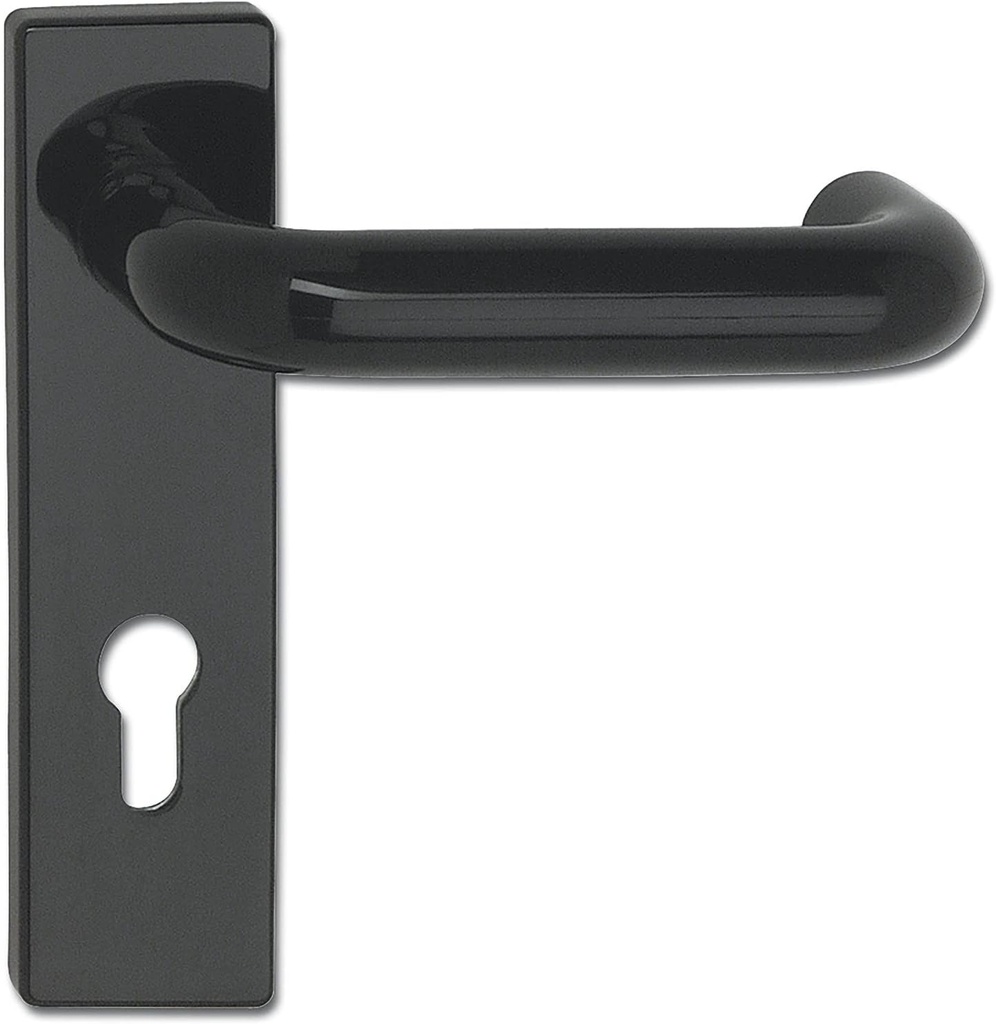 ECO U-Form EI FH Handle Set Black on Short Plate PZ 72 for Fire Doors 44-66 mm Plastic Door Handle