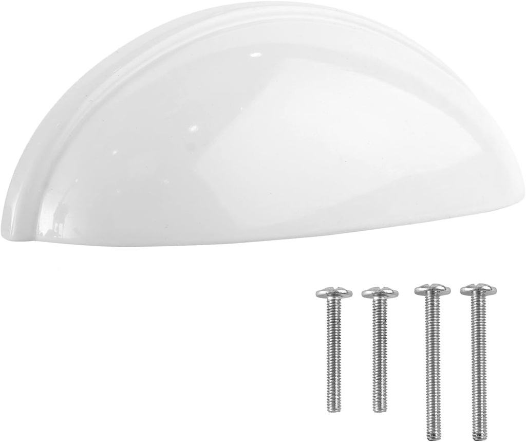 3 Inch Hole to Hole Drawer Pulls - 10 Pack - Cup Pulls for Cabinets and Drawers - White Cabinet Handles - Furniture, Kitchen & Hardware