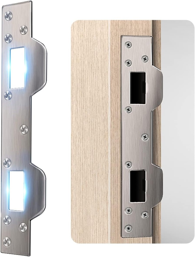 Door Strike Plate Reinforcement Plate - Front Door Security Devices Metal Striker Plates Door Latch Plate with 5-1/2 inch to 6 inch Hole for Exterior Interior Door Deadbolt Fix Door Frame Door Jamb